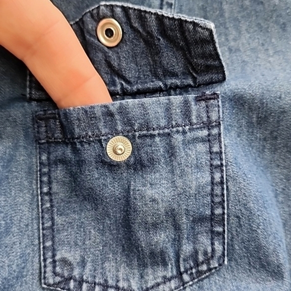 Jessica Women's Dark Denim Cotton Top 3/4 Sleeves 1/2 Button Up Size S - Picture 6 of 13